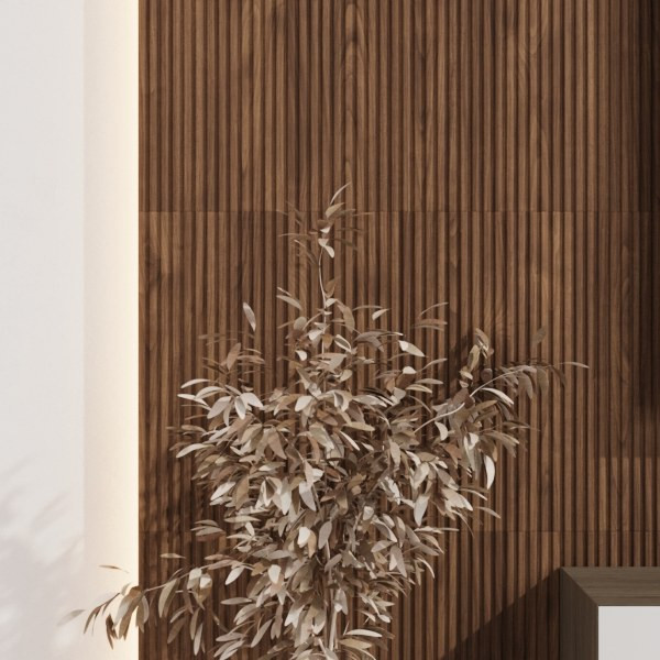 Стеновая квадратная панель Полосы Орех темный Ликорн 