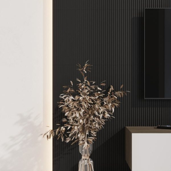 Стеновая квадратная панель Полосы Черный Ликорн 